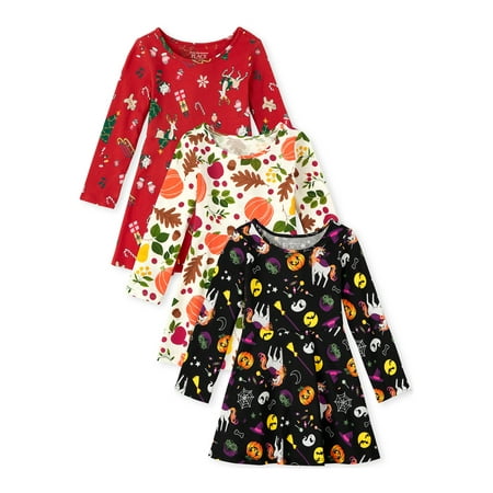 

The Children s Place Toddler Girl Long Sleeve Dress Multi-Pack Sizes 12M-5T