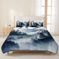 thumbnail image 3 of Quilts Twin XL Size Bedding Set, Blue Black Mountain Lightweight Quilted Comforter, Forest Pine Trees Abstract Art Soft Reversible Bedspread Coverlet with Pillow Covers for All Season, 68" x 98", 3 of 9