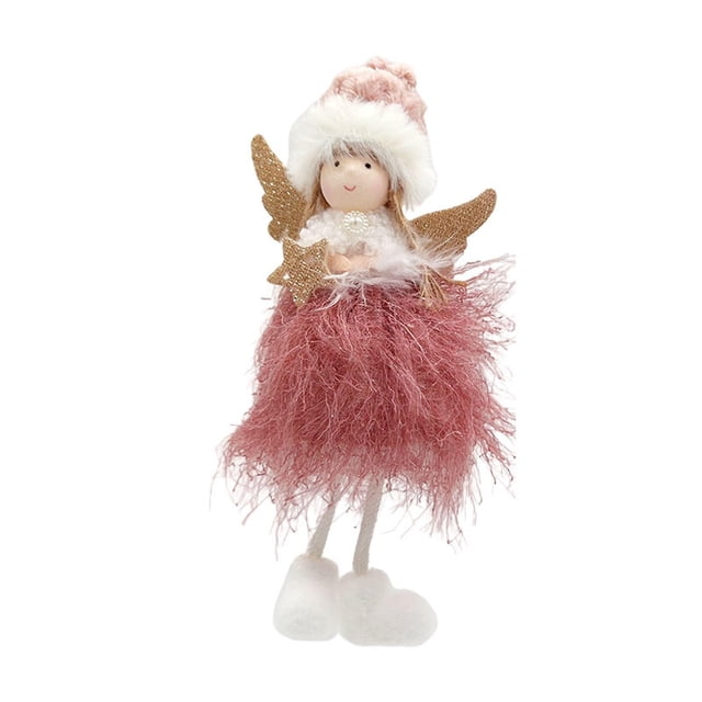 Colgante navideño de muñeco de ángel de peluche para niñas