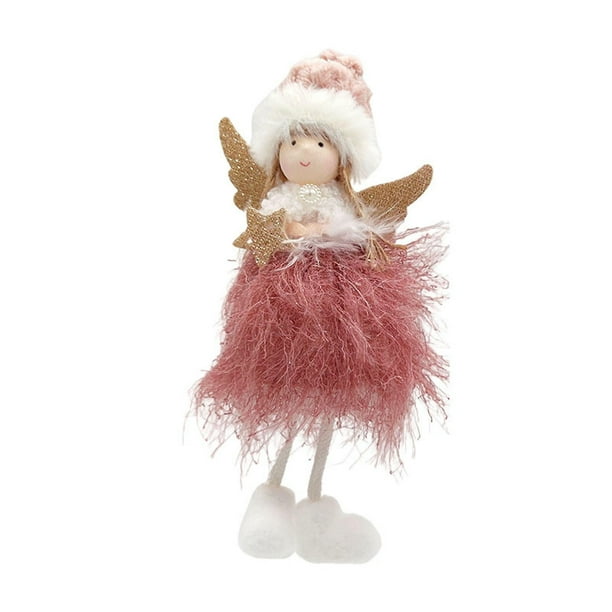 Colgante navideño de muñeco de ángel de peluche para niñas
