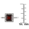 thumbnail image 3 of 10k White Gold Square Garnet and Diamond Halo Ring, 3 of 4