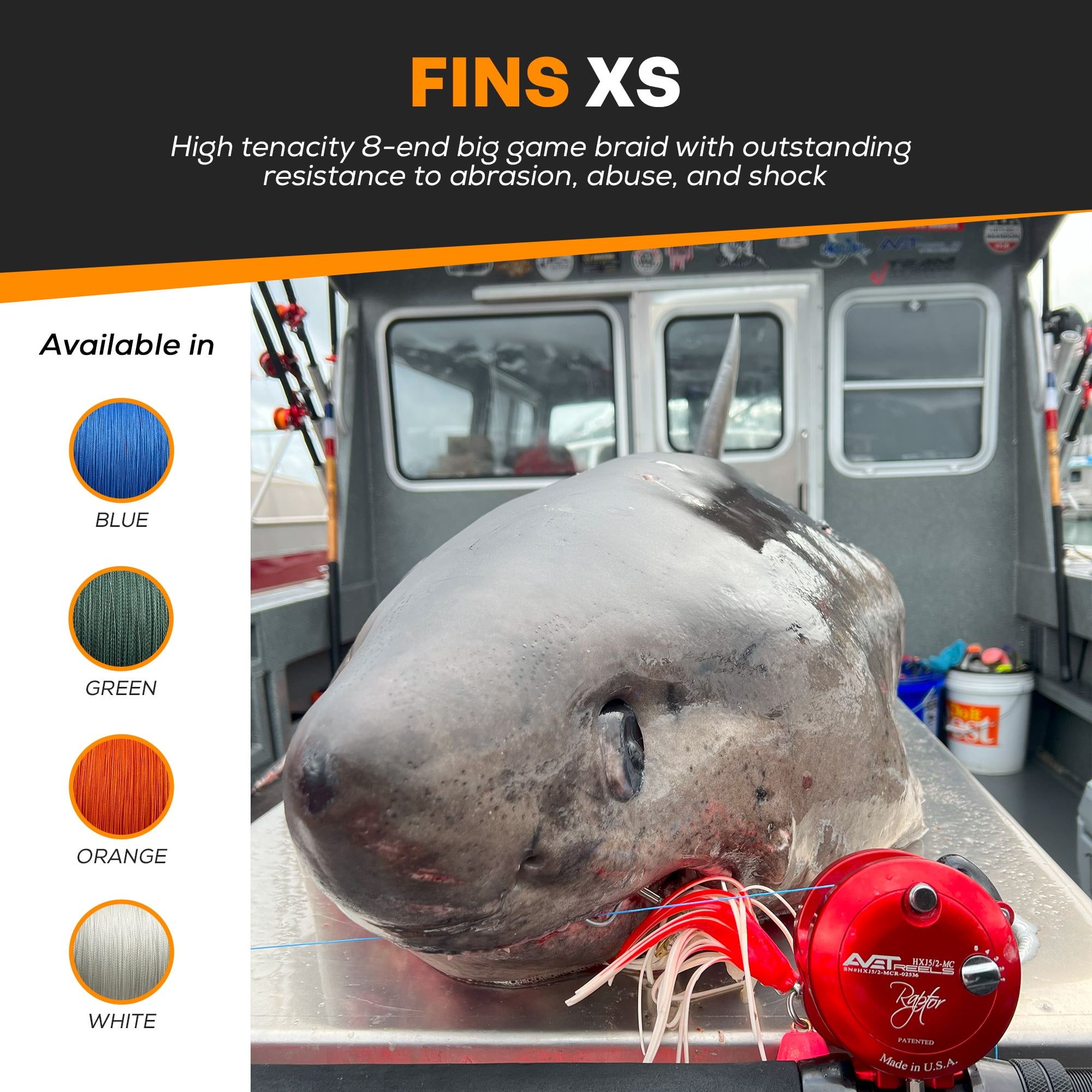 FINS Braids XS Big Game 8-End Extreme Durability Braided Fishing Line, Dark Green 80 lb 1500 Yds