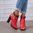 thumbnail image 4 of Fashion Open Peep Toe Booties for Women Cutout Side Strap Buckle Chunky Block Heel Sandal Short Ankle Boots Dressy Sandals, 4 of 5