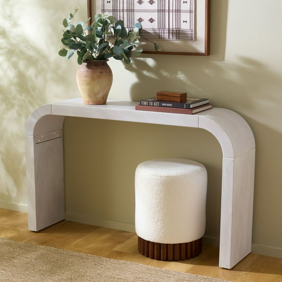 Safavieh Liasonya Modern Curved Wood Console Table, White Washed