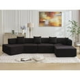 thumbnail image 4 of 140" Modern L-Shaped Sectional Couch for Living Room, No-Assembly Cloud Couch with Chaise, Boucle Modular Sofa, 4-Seat Boneless Foam-Filled Living Room Furniture, Black, 4 of 9