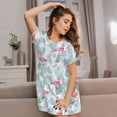 thumbnail image 3 of Balery Tropical Flamingo Camisón de manga corta con cuello redondo para mujer, cómodo y elegante., 3 of 6