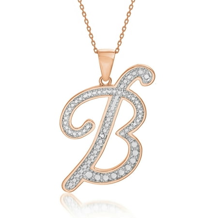 Bow With Diamond Necklace - Rose Goldtone Diamond Accent Intial Necklace