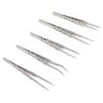 thumbnail image 1 of Kit de 5 pinzas para extensiones de pestañas, para manualidades, soldadura, electrónica, acero inoxidable, trabajo de precisión, 1 of 6