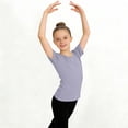 thumbnail image 2 of Girls Activewear Dance Top 100% Cotton Slim Fit Short Sleeve Round Neck Athletic Shirt for Kids Kids to Teen Gray,Size 5-6 T, 2 of 6