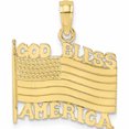 thumbnail image 1 of 10K Yellow Gold Polished Textured God Bless America With Flag Charm (14.35 X 17.85) Made In United States -Jewelry By Sweet Pea, 1 of 5