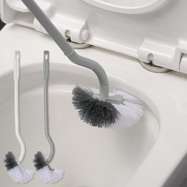 Cepillo de baño con mango largo | Cerdas de plástico antirayaduras | Limpiador de inodoro moderno y compacto | Cabezal lavable de secado rápido | Fácil de guardar y diseño compacto | Blanco o gris