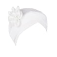 thumbnail image 2 of CXHEGBEJ Satin Floral Twisted Turban Hat For Women Headwrap Bonnet Muslim Headband African Turban Hat Islamic High Elastic Turbante Bandana Hat Chemo Beanie Cap White, 2 of 3