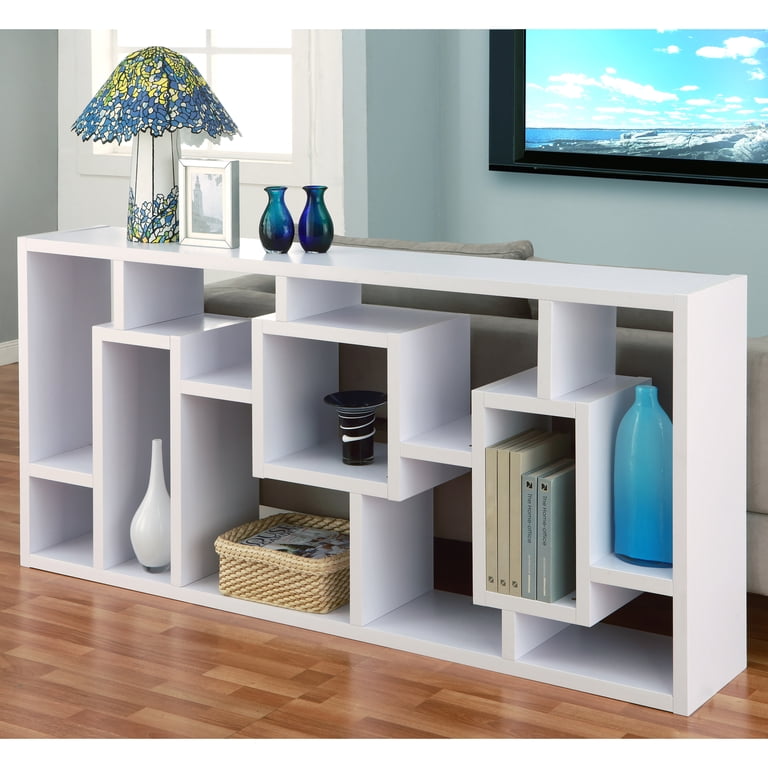 Furniture of America Aix Modern 16-Shelf Geometric Bookcase, White