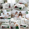 thumbnail image 5 of Merry Christmas Bedding Duvet Cover Set Twin Size 4 Pieces Red Green Black Xmas Tree Floral Border Bedding Set with Zipper Closure, 1 Comforter Cover 68x86 Inches 1 Flat Sheet & 2 Pillow Cases, 5 of 7