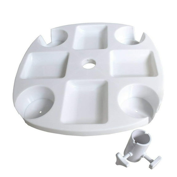 Ycandiee Outdoor Beach Umbrella Table, 17" Beach Umbrella Table Tray - 4 Drink Holders and Tray Slots - for Beach and Patio Umbrellas, Great for Beach, Patio, Garden, Swimming Pool