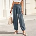 thumbnail image 2 of Joggers for Women Ihhxva Cuffed Ankle Relaxed Fit Jogger Pants Elastic Waist Solid Color Fashion Adjustable with Pockets Athletic Casual Lounge S-2XL, 2 of 9