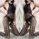 thumbnail image 1 of Combinación de lencería sexy medias finas de mujer mono de seda negro entrepierna abierta tirantes negros calcetines de una pieza pareja de gran tamaño fácil de insertar 8919 una pieza XianweiShao 1327537317340, 1 of 1
