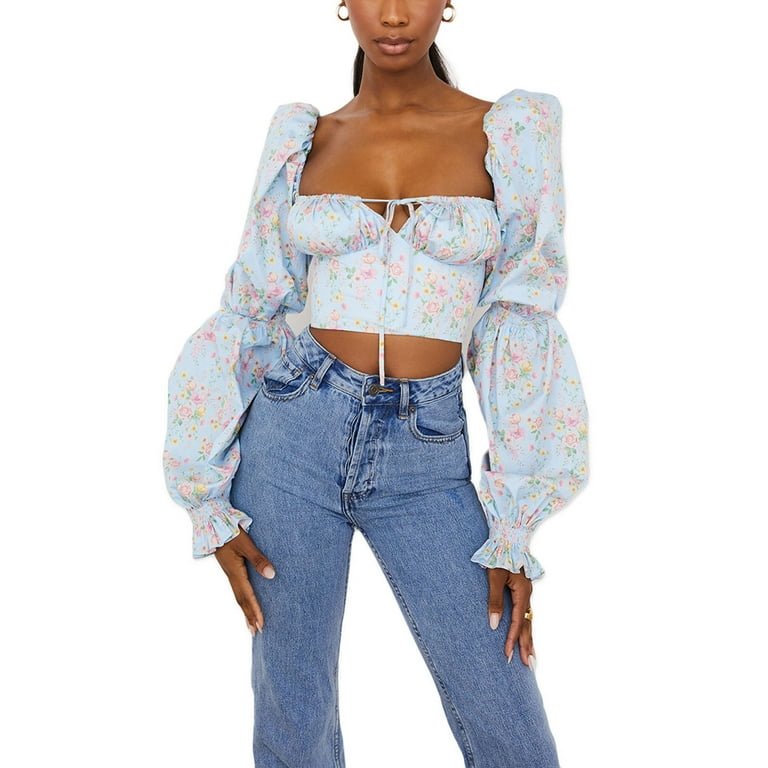 Floral Print Puff Sleeve Top