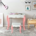 thumbnail image 4 of Gymax Coiffeuse pour Enfants Princesse Table de Maquillage Tabouret Ensemble avec Miroir Tiroir Blanc, 4 of 9