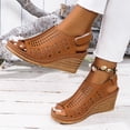 thumbnail image 7 of Cethrio Womens Wedge Sandals, Summer Ankle Strap Fashion Open Toe Womens Footwear Brown Size 7.5, 7 of 7