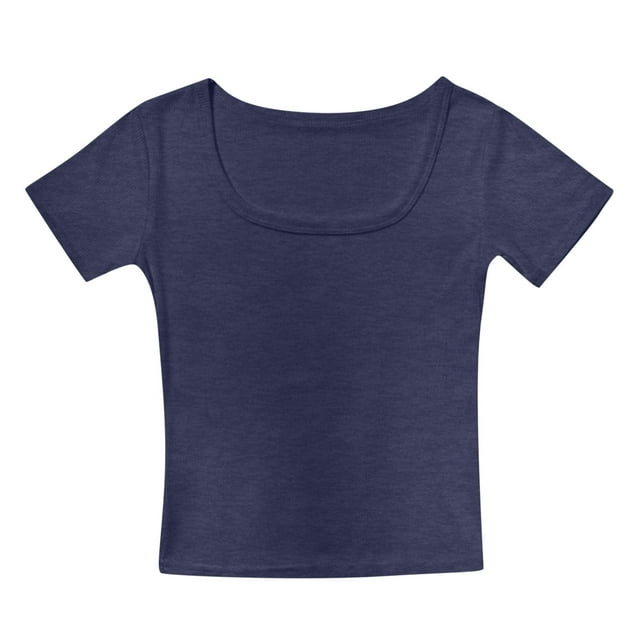 TIEVOSA Crop Tops for Girls Short Sleeve Shirt Girls Summer Tops Square Neck Slim Fit Tops Basic Tee for 2-11 Years