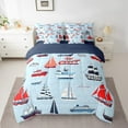 thumbnail image 2 of Erosebridal Cartoon Sailboat Bedding Sets Twin Size, Nautical Ocean Bedding Twin Size, Vintage Vehicle Reversible Comforter Sets with Sheets, Breathable Room Decorative, 7pcs, 2 of 6