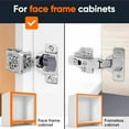thumbnail image 7 of 2 Pack Soft Close Cabinet Hinges 1-1/4" Overlay for Kitchen Cabinet Doors, Slow Self-Closing Concealed Hidden Hinges for Face Frame –Stainless Steel, 3-Way Adjustable & Quiet Close Damper, 7 of 7