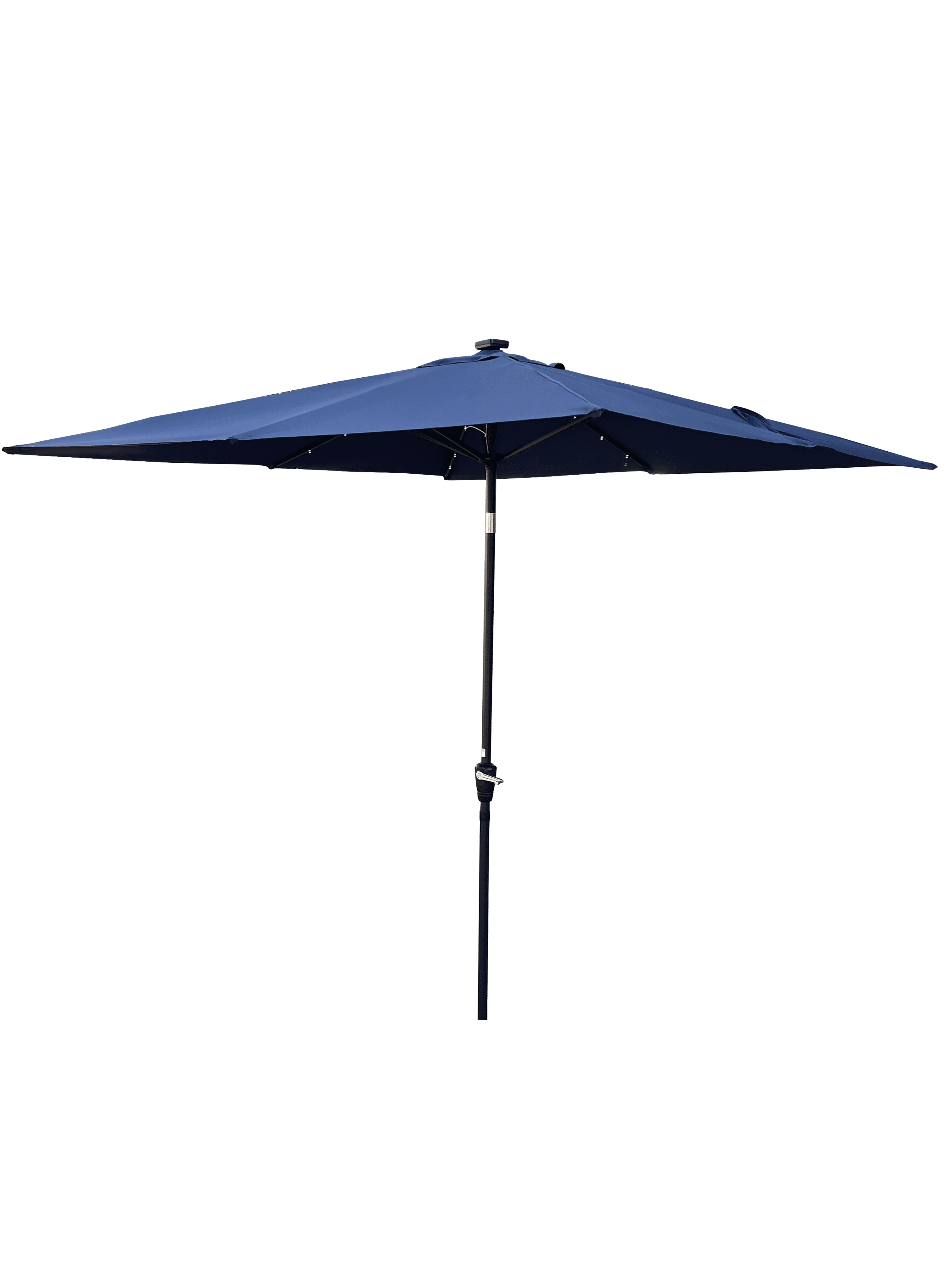 2.5x2.5M Square Outdoor Patio Umbrella, Solar LED Lighted Sun Shade Canopy with 8 Ribs & Crank Base, Navy Blue