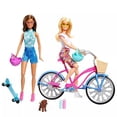 thumbnail image 1 of Bicicleta Playset Barbie para exteriores con 2 muñecas monopatín y cachorro Barbie, 1 of 1