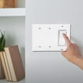thumbnail image 2 of Three Gang Two Blank Metal Light Switch Plate | White Gfi Cover Triple 3 Gang Rocker Decorative Smooth For Gfci Outlet Receptacle (Two Blanks), 2 of 5