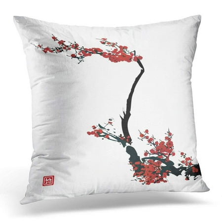 - CMFUN Japanese Cherry Blossom Ink Painting Chinese Pillow Case Pillow Cover 18x18 inch