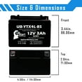 thumbnail image 4 of 3 Pack - YTX4L-BS Battery Replacement for (3Ah, 12v, Sealed) Factory Activated, Maintenance Free Battery - Compatible with 1990 Suzuki DR350S, 1990 Suzuki DR250S, 1993 Suzuki DR350S, 4 of 7