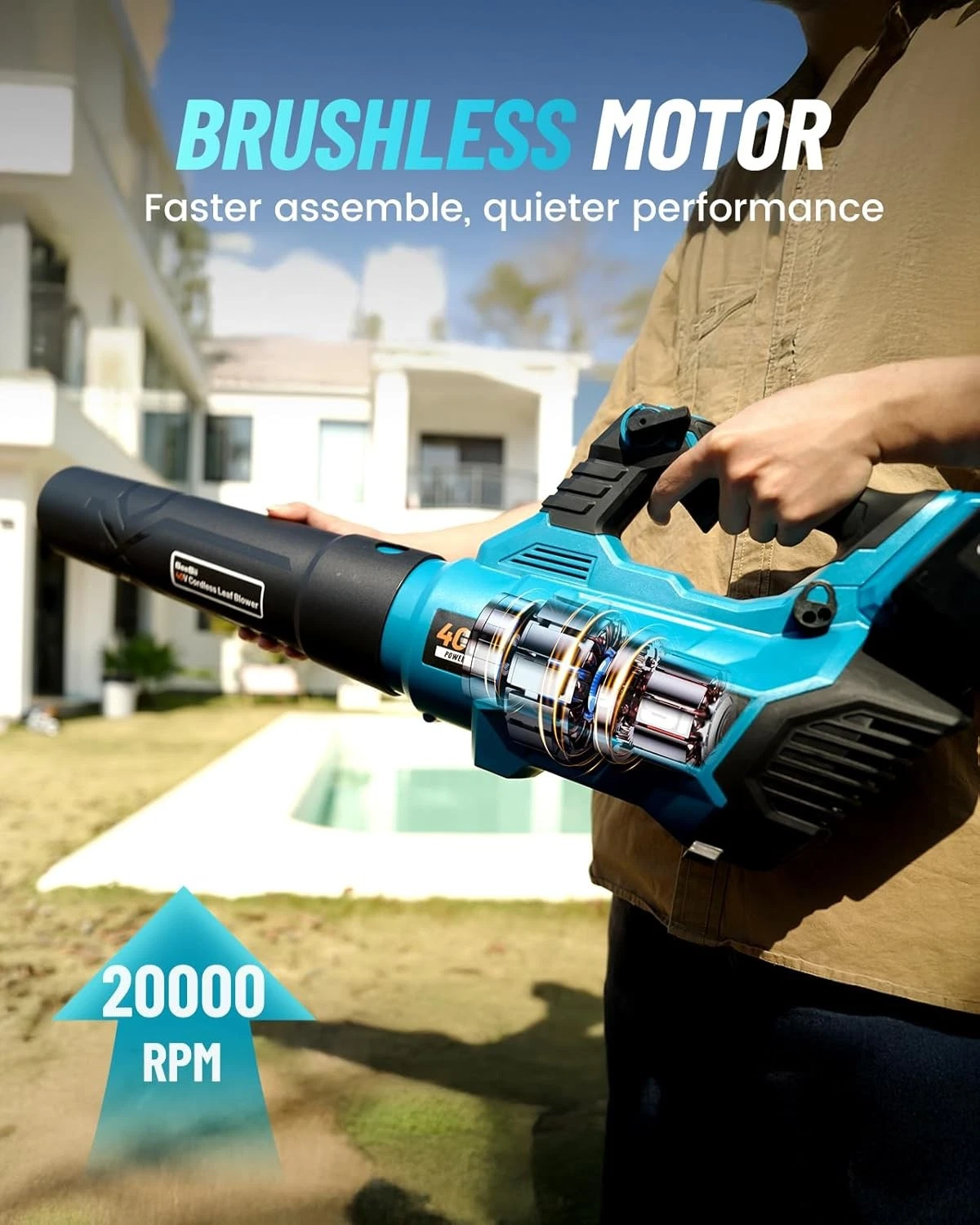 SEESII 40V Leaf Blower Cordless, 680CFM/210MPH Brushless Motor Electric Leaf Blower with 2 * 5200mAh Batteries and 2*Charger