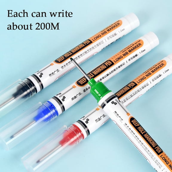 tasrioml 4 Pcs Long Head Deep Hole Marker Pens 20mm Long Nose Marker Quick Dry Waterproof Colorful Carpenter Pen for Construction Bathroom Woodworking