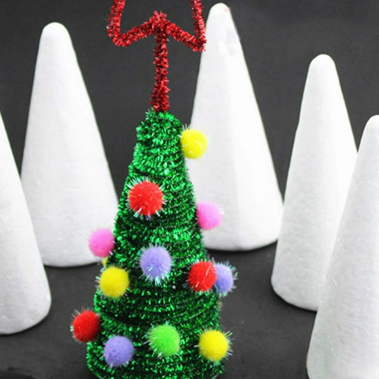 Crafjie Foam Cones for DIY Arts and Crafts (3.55 x 11.8 in, 4 Pack), White  Polystyrene Christmas Tree Foam Cones Craft Supplies, for DIY Home Craft
