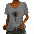 thumbnail image 2 of ZunFeo Womens Summer Tops Casual Junior Tops Comfy Short Sleeve Printed V Neck Slim Tee Shirts Gray L, 2 of 5