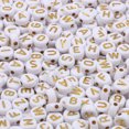 thumbnail image 1 of 100/200/300/500PC Mixed White Letter Acrylic Beads Round Flat Alphabet Beads For Jewelry Making Handmade Diy Bracelet Necklace, 1 of 5