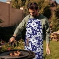 thumbnail image 4 of Pioneer Flower Floral Print Pattern Cotton Linen Apron with Pockets, Waterproof Adjustable, 33x27 Inch for Kitchen, Gardening, BBQ, Salon, 4 of 6