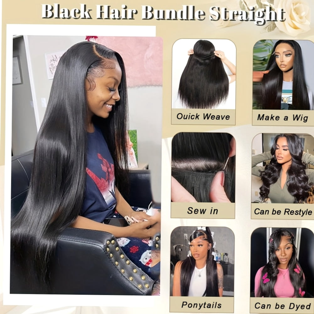 Typpkmm Lightweight Human Hair Bundles Raw Virgin Unprocessed Extensions Bone Straight Human Hair Bundles Double Weft Braiding Hair Extension 30inch