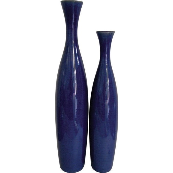 HOWARD ELLIOTT Vases Vase Tall Cobalt Blue Glaze Set 2