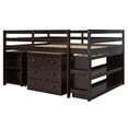 thumbnail image 5 of Full Size Loft Bed with Desk, Low Study Loft Bed with Storage Cabinet and Rolling Portable Desk, Full Size Loft Bed Frame, Bedroom Furniutre, Multiple Functions, No Box Spring Required, Expresso, 5 of 7