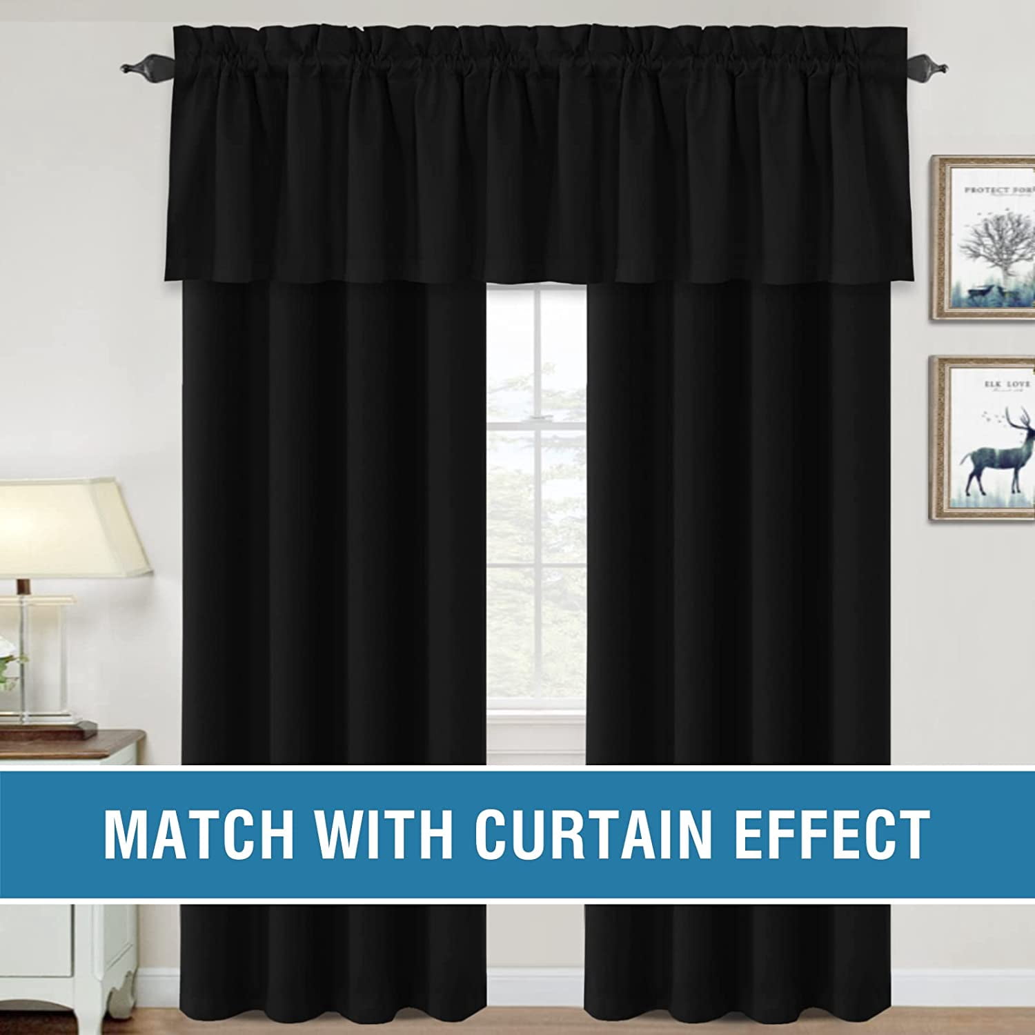 Blackout Curtain Valances for Kitchen Windows/Bathroom/Living Room/Bedroom Thermal Insulated Rod Pocket Valances for Windows, 2 Pack, 52" x 18"