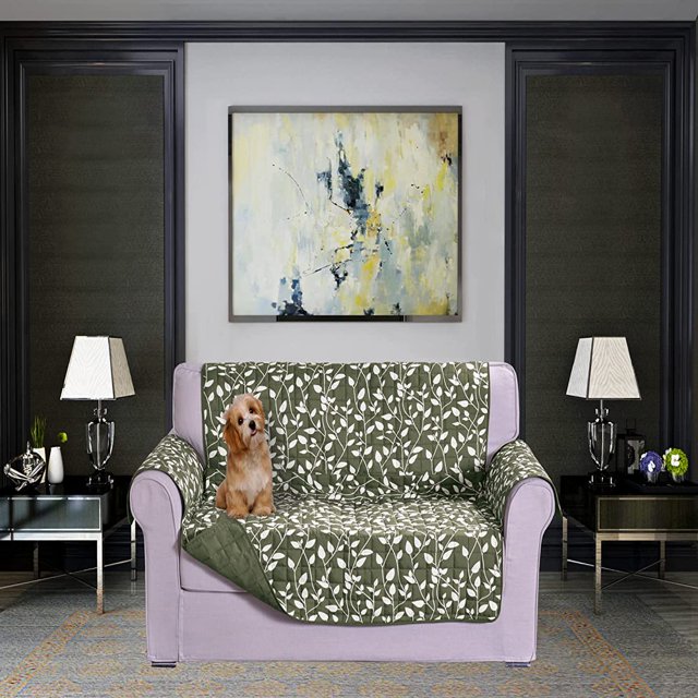 CHOK 2024 Housse de Sofa Réversible Résistante à l'Eau Protège-Meubles Housses de Canapé pour Animaux Smart Leaf Sofa Surdimensionné Noir