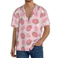 thumbnail image 3 of Honeii 's Strawberries for men's short-sleeved button-up collared shirt featuring a pocket, perfect for beach vacations, and travel adventures., 3 of 5