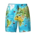 thumbnail image 4 of Lsque Mens Swim Trunks World Map With Animals Landmarks Pattern - Bathing Suit Compression Liner - Beach Swim Shorts Swimwear - (S-3XL) - Stretch Quick Dry -Large, 4 of 9
