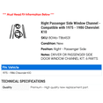 thumbnail image 2 of Right Passenger Side Window Channel - Compatible with 1975 - 1986 Chevy K10 1976 1977 1978 1979 1980 1981 1982 1983 1984 1985, 2 of 2