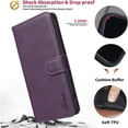 thumbnail image 6 of Case For iPhone 13 / 14【RFID Blocking】with Multi-Card Holder Bills Slot, Calfskin-Texture Vegan Leather Magnetic Wallet Case,Purple,For iPhone 13 / 14, 6 of 10