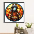 thumbnail image 2 of Pintura de diamante 5D DIY taladro redondo completo letrero redondo Kit de decoración de bombero 40x40cm, 2 of 9