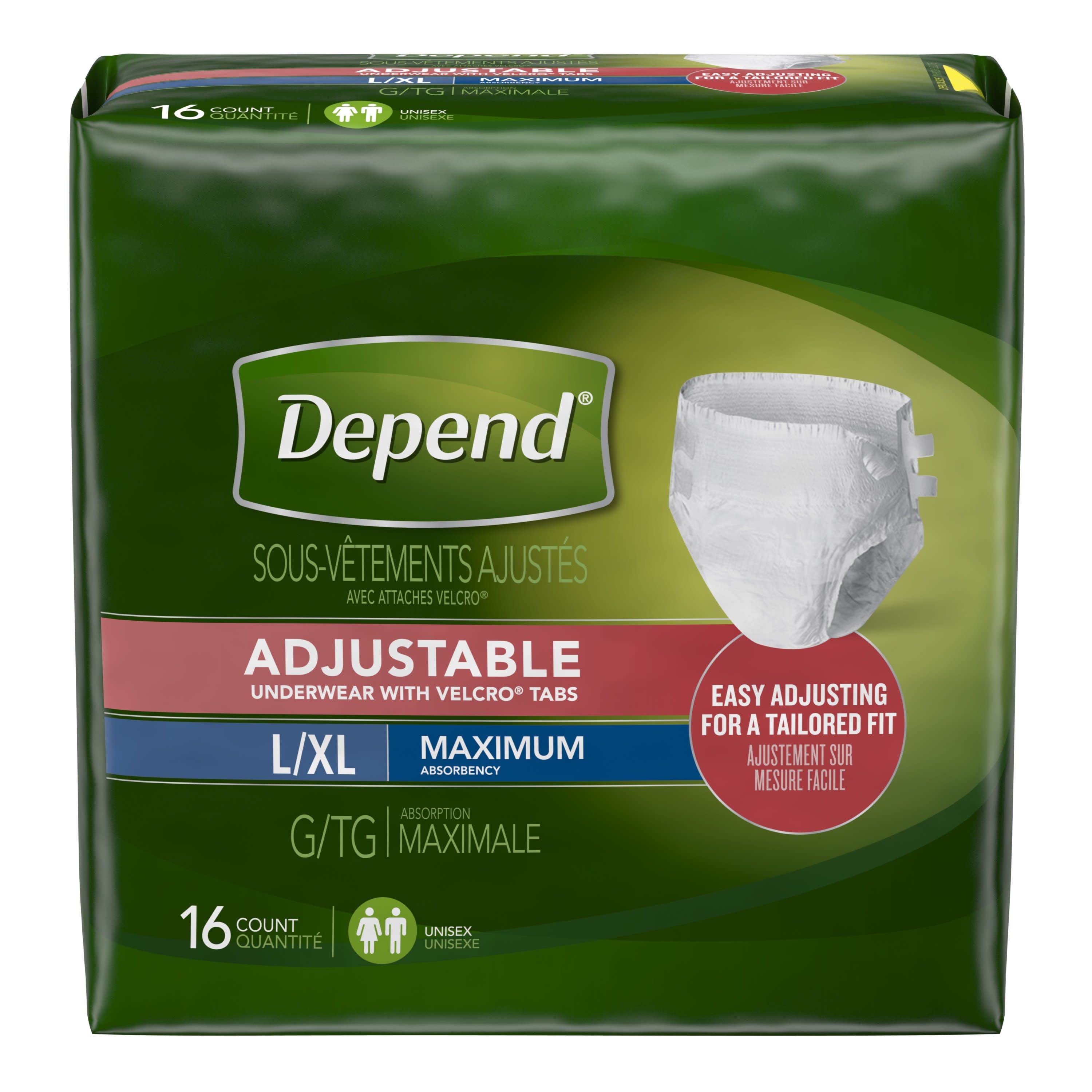 Depend Adjustable Incontinence Underwear Maximum Absorbency L/XL Depend Adjustable Incontinence Underwear Maximum Absorbency L/XL