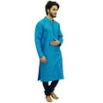 thumbnail image 2 of Atasi Ethnic Men's Kurta Pyjama Set Blue Bollywood Designer Shirt-XX-Large, 2 of 7